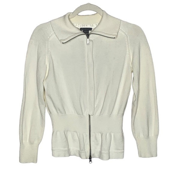 Armani Exchange White Monogram Zip/Button Combo Cardigan - Picture 1 of 14